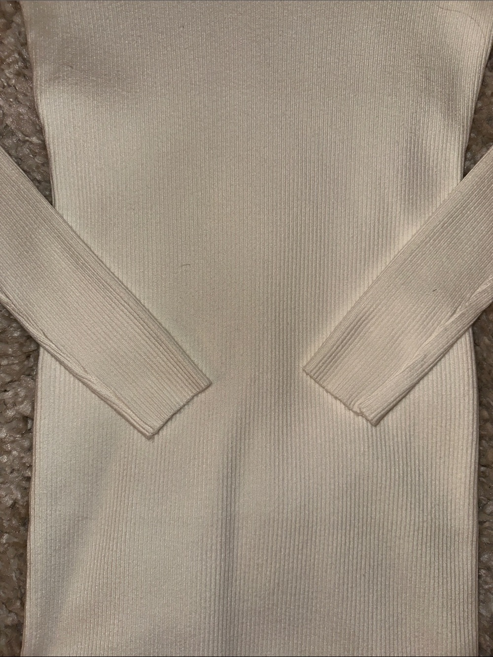 Commense White Ribbed Long Sleeve Bodycon Dress - Picture 4 of 8